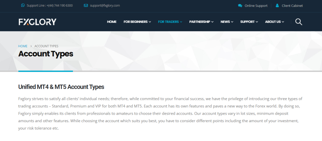Minimum Deposit and Account Types
