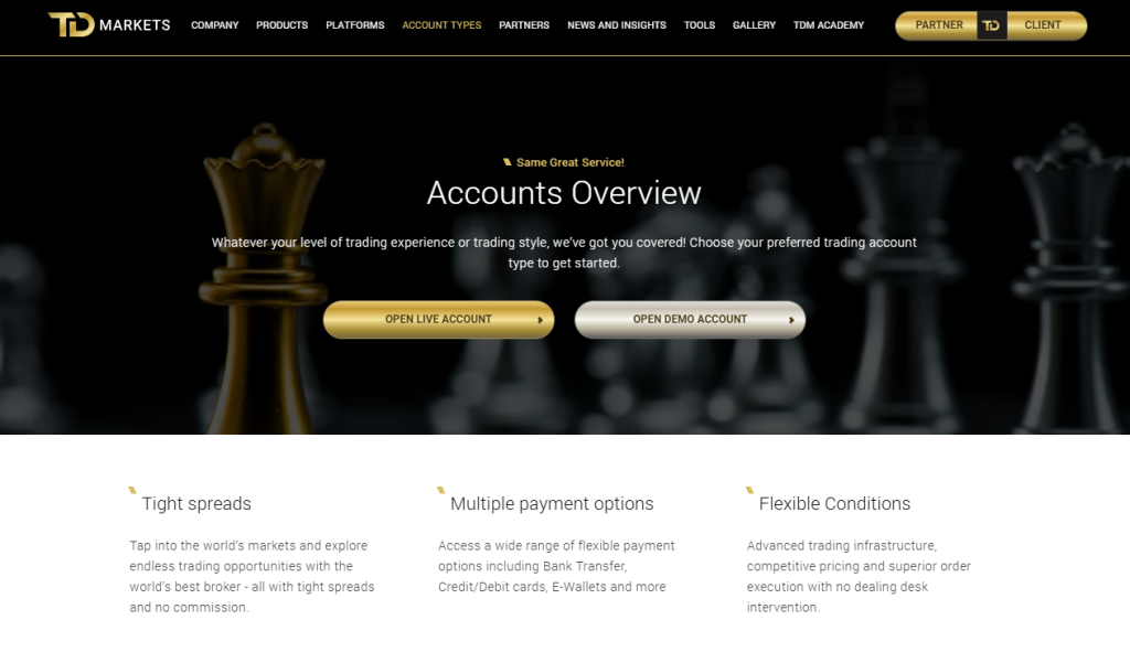 Minimum Deposit and Account Types