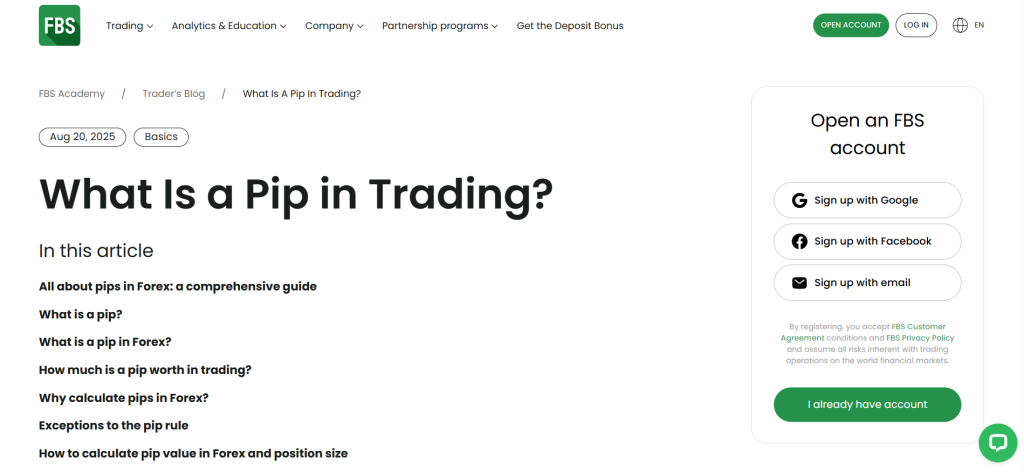 FBS what is a pip FBS what is a pip