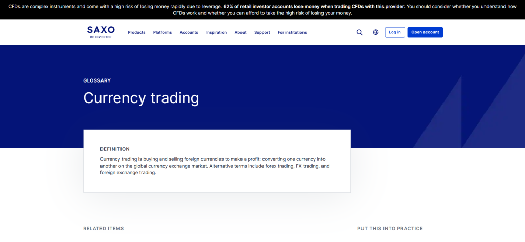 Saxo Bank what is currency trading