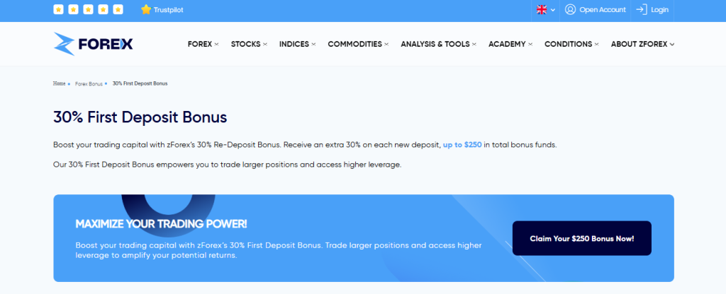 30% First Deposit Bonus 30% First Deposit Bonus