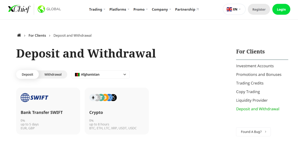 Deposits and Withdrawals