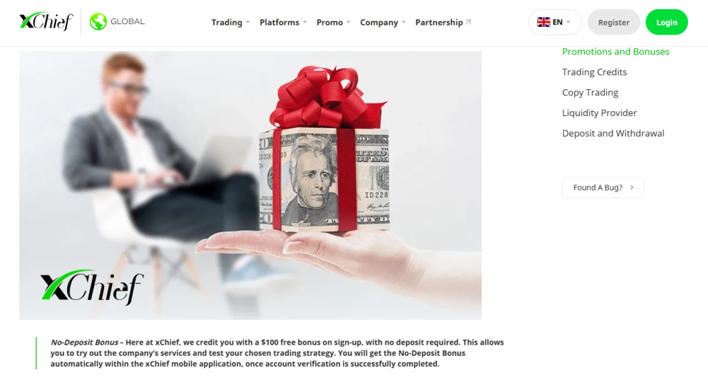 100 USD No-Deposit Bonus