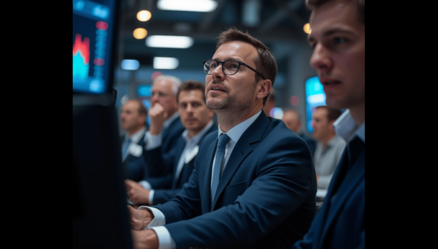Traders watch the Dow Jones index climb to a record high.