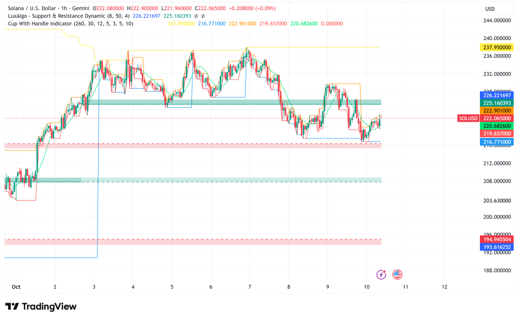 Solana Holds Above $222: Network Activity Plunges 50%, Technical Patterns Point to $425 Target