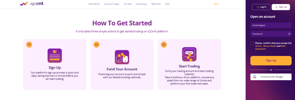 How to Open an IQCent Account How to Open an IQCent Account