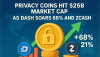 Privacy Coins Hit $25B Market Cap as Dash Soars 68% and Zcash 21%