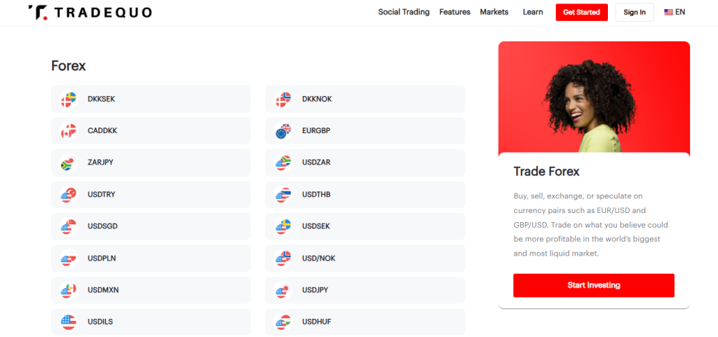 Markets available for Trade