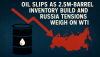 Oil Slips as 2.5M-Barrel Inventory Build and Russia Tensions Weigh on WTI