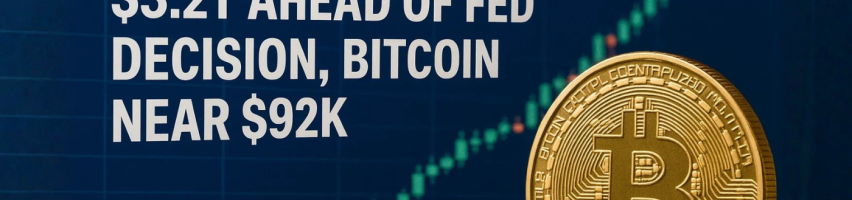 Image for Crypto Market Hits $3.2T Ahead of Fed Decision, Bitcoin Near $92K