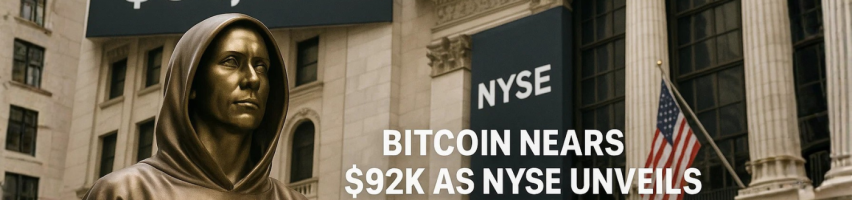 Image for Bitcoin Nears $92K as NYSE Unveils Satoshi Statue and Corporate Buyers Add $962M