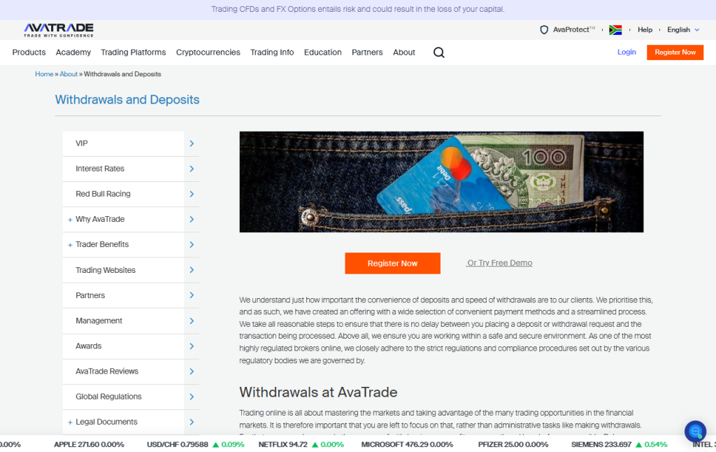 Deposits and Withdrawals