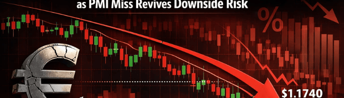 Image for EUR/USD Price Forecast: EUR lips Below $1.1740 as PMI Miss Revives Downside Risk