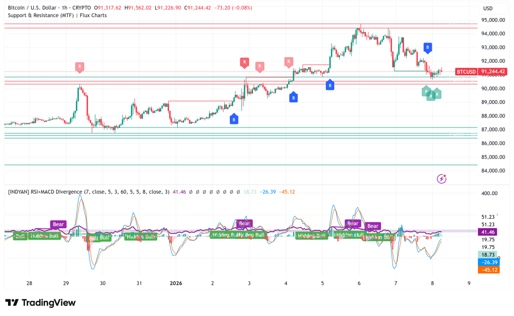 Bitcoin Holds Above $91K as Accumulators Absorb 60,000 BTC Amid Competing Market Forces