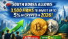 South Korea Allows 3,500 Firms to Invest Up to 5% in Crypto in 2026