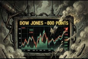 The Dow Jones fell by more than 800 points due to Middle East fighting.