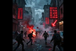 Fighting in the Middle East leads to lower stock prices.