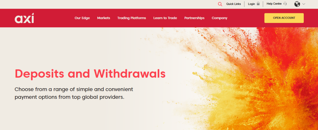 Axi Deposits and Withdrawals