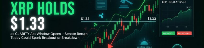 Image for XRP Holds $1.33 as CLARITY Act Window Opens – Senate Return Today Could Spark Breakout or Breakdown