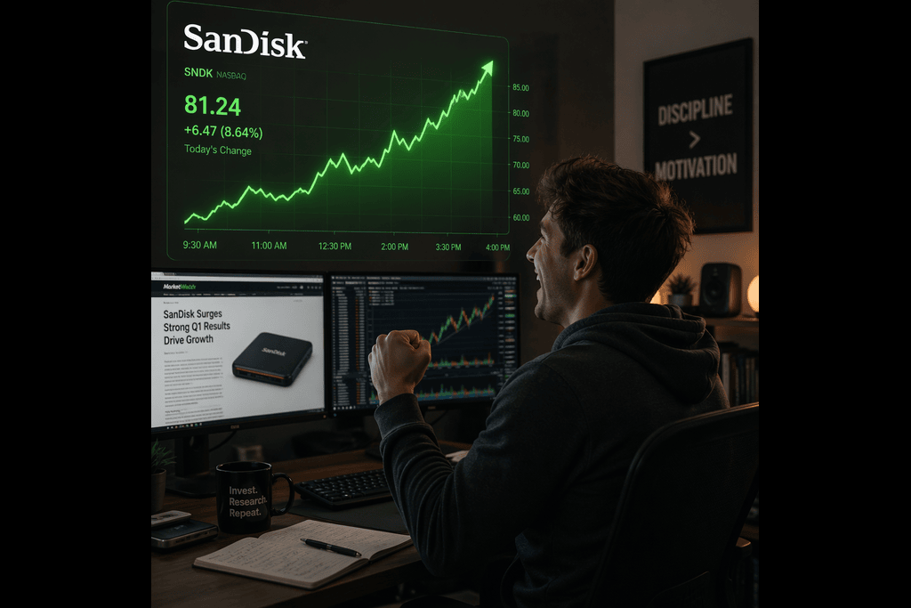 Sandisk stock is up as financial firms give it strong ratings.