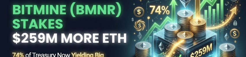 Image for BitMine (BMNR) Stakes $259M More ETH: 74% of Treasury Now Yielding Big