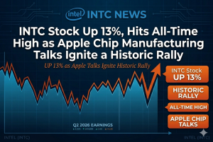 INTC Stock Up 13%, Hits All-Time High as Apple Chip Manufacturing Talks Ignite a Historic Rally
