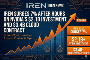 IREN Surges 7% After Hours on Nvidia's $2.1B Investment and $3.4B Cloud Contract