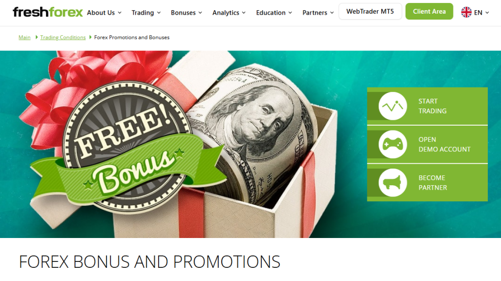 freshforex No Deposit Bonus