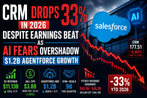 CRM Drops 33% in 2026 Despite Earnings Beat as AI Fears Overshadow $1.2B Agentforce Growth