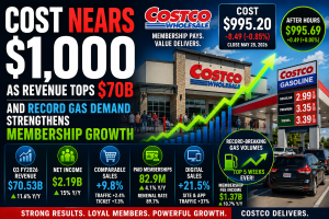 COST Nears $1,000 as Revenue Tops $70B and Record Gas Demand Strengthens Membership Growth