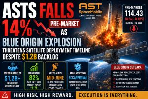 ASTS Falls 14% Pre-Market as Blue Origin Explosion Threatens Satellite Deployment Timeline Despite $1.2B Backlog