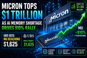 Micron Tops $1 Trillion as AI Memory Shortage Drives 910% Rally; UBS Sees MU Reaching $1,625