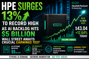 HPE Surges 13% to Record High as AI Backlog Hits $5 Billion; Wall Street Awaits Crucial Earnings Test