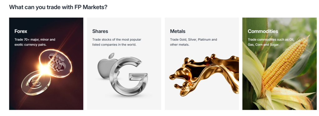 Markets available for Trade with FP Markets