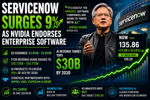 ServiceNow Surges 9% as Nvidia Endorses Enterprise Software, AI Revenue Target Tops $30B