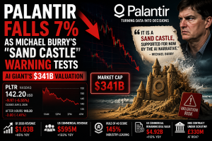 Palantir Falls 7% as Michael Burry's “Sand Castle” Warning Tests AI Giant’s $341B Valuation