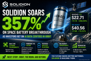 Solidion Soars 357% on Space Battery Breakthrough as Investors Bet on AI Data Centers in Orbit