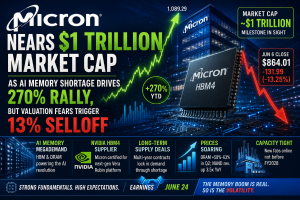 Micron Nears $1 Trillion Market Cap as AI Memory Shortage Drives 270% Rally, but Valuation Fears Trigger 13% Selloff