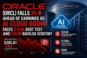 Oracle (ORCL) Falls 3% Ahead of Earnings as AI Cloud Boom Faces $124B Debt Test and $553B Backlog Scrutiny