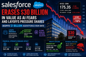 Salesforce Erases $30 Billion in Value as AI Fears and Layoffs Pressure Shares Despite $1 Billion Agentforce Run Rate