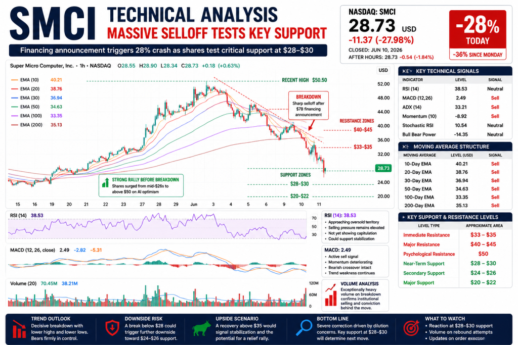 SMCI Stock Crashes 28% After $7 Billion Raise; $39 Billion AI Order Backlog Sparks Dilution Fears