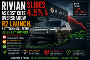 Rivian Slides 4.5% as Cost Cuts Overshadow R2 Launch, But Technical Setup Holds Key Support