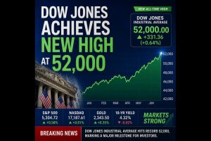 The Dow Jones set a record high for closing and a record intraday high Tuesday.