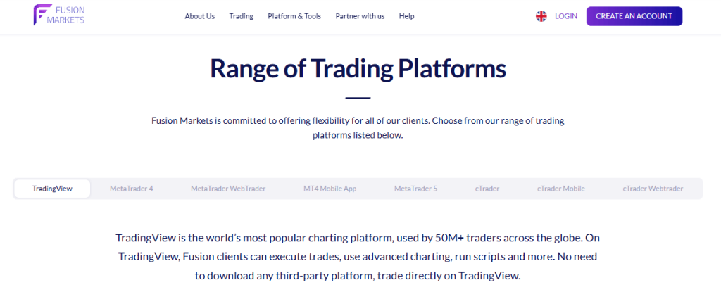Fusion Markets Trading Platforms