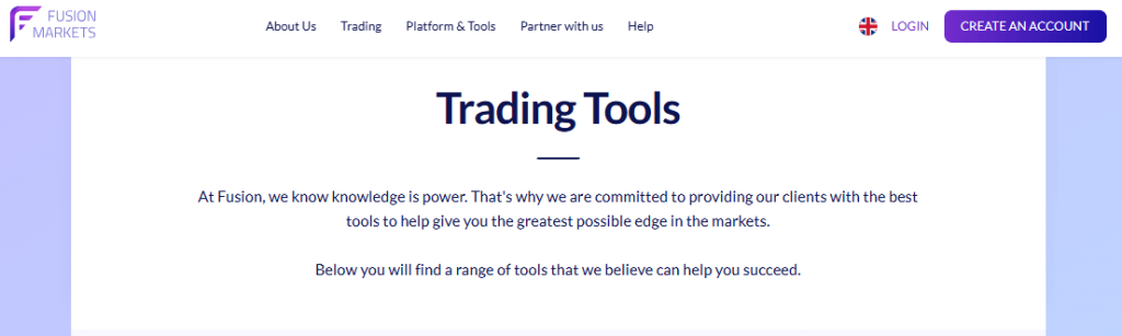 Fusion Markets Trading Tools