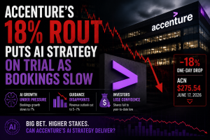 Accenture’s 18% Rout Puts AI Strategy on Trial as Bookings Slow
