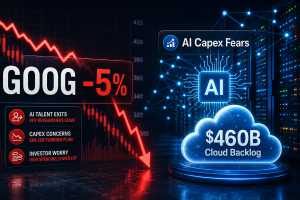 GOOGL Stock Slides 5% as AI Talent Exits, Capex Fears Test Alphabet’s $460B Cloud Backlog
