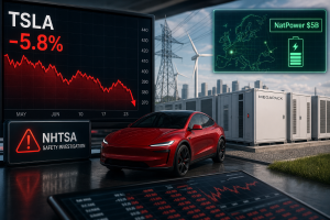 Tesla Stock Forecast: TSLA Slides 5.8% as Safety Probe Overshadows $5B NatPower Battery Deal