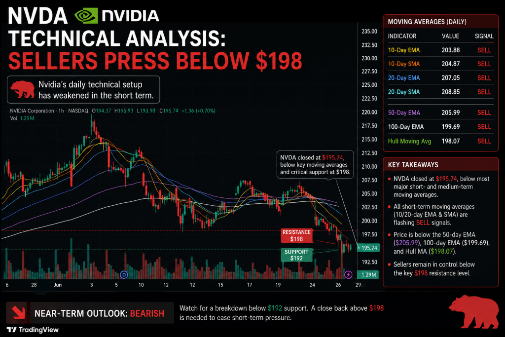 Nvidia Stock Forecast: NVDA Drops 1.6% as AI-Chip Rotation Tests Key Support