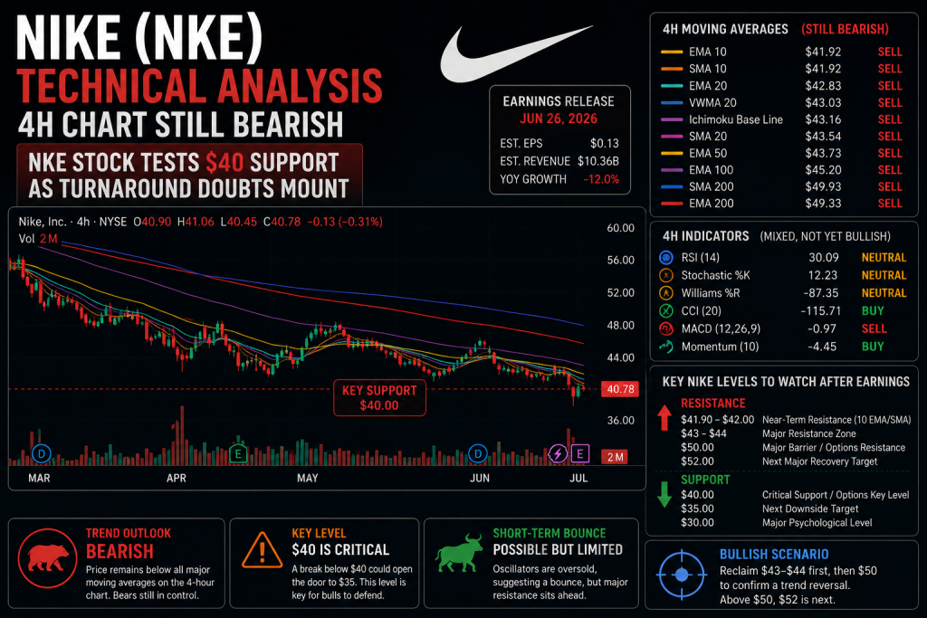 Nike Earnings Preview: NKE Stock Tests $40 Support as Turnaround Doubts Mount